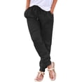 thumbnail image 1 of Pantalones casuales de tela de lino y algodón para mujer, pantalones de ocio, pantalones de lino, 1 of 7
