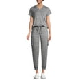 thumbnail image 2 of Hanes Women’s Short Sleeve Hoodie and Pajama Cargo Pant Set, 2 of 6