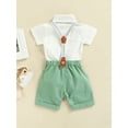 thumbnail image 5 of Musuos Baby Boy Gentleman Suit, 0-3 Years Long Sleeve Lapel Neck Button Romper Shirt with Suspender Pants Spring Summer Outfit, 5 of 10