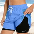 thumbnail image 2 of ZHYou Womens Summer Shorts with Built in High Waisted Drawstring Breathable Quick Dry Short Pants,Blue,Size L, 2 of 9