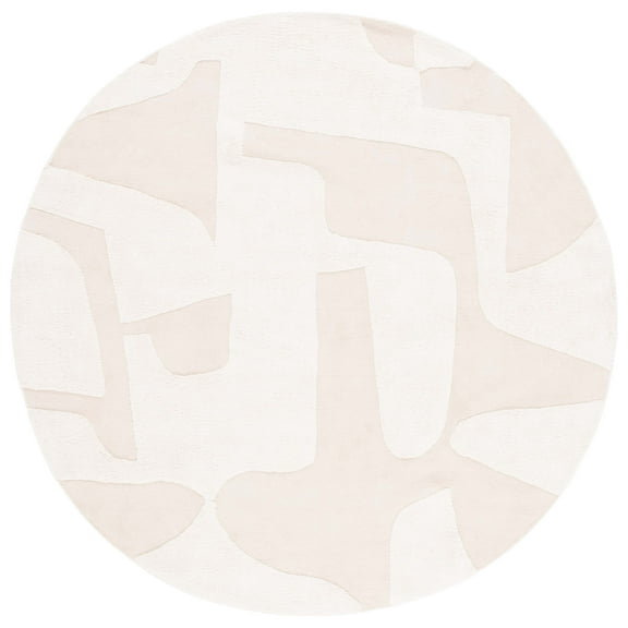 SAFAVIEH Casablanca Oraline Geometric Cotton Area Rug, Ivory, 4' x 4' Round