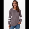 thumbnail image 4 of Camisetas de Larga para Mujer, Camisetas Casuales con Cuello Redondo y Bloques de Color, Ropa de Moda de Otoño, Conjuntos Modernos Colorante para Pasta de Frijoles S, 4 of 8
