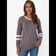 thumbnail image 4 of Camisetas de Larga para Mujer, Camisetas Casuales con Cuello Redondo y Bloques de Color, Ropa de Moda de Otoño, Conjuntos Modernos Colorante para Pasta de Frijoles L, 4 of 8