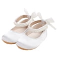 thumbnail image 4 of Zanarzt Baby Girls' Sandals Infant Baby Girls Mary Jane Flats Non Slip Rubber Sole with Bownot Toddler First Walkers Princess Wedding Dress Shoes White,US 4.5, 4 of 5