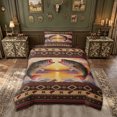 thumbnail image 3 of meiyoeat Rustic Aztec Frame Sunset Bass Fishing Twin Duvet Cover for Men, Lake Wave Wildlife Twin Bedding, Brown Gold, Black Reversible, 2-Piece, 1 Duvet Cover and 1 Pillowcase, 3 of 6
