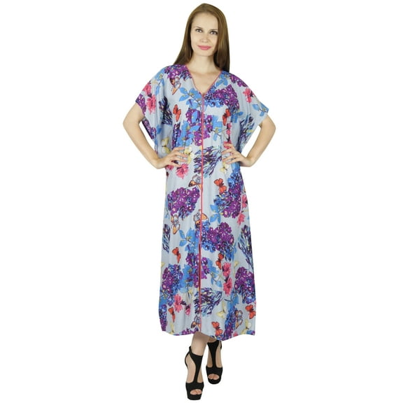 Bimba Women Long Kaftan Rayon Maxi Dress Smocked Back Caftan Gown Coverup