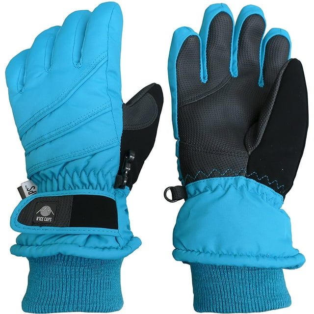 Gant de Ski d'Hiver Imperméable pour Enfants avec Crêtes (Turq, 10-12 Ans)