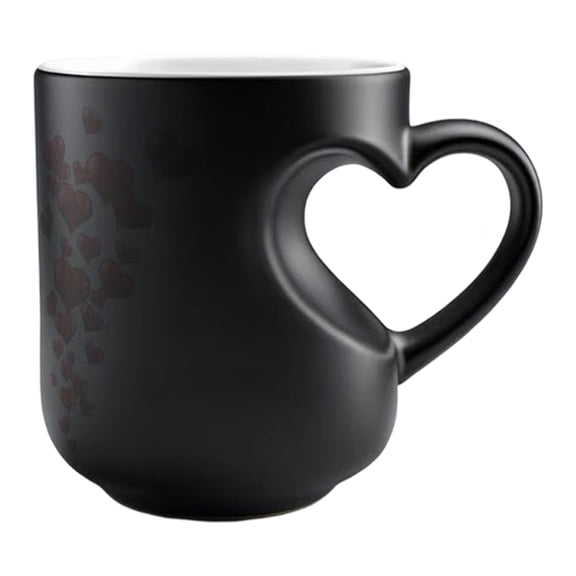 Color-Changing Heart Ceramic Mug, Magical Color Transformation Heat-Sensitive Porcelain Cup, For Daily Use Office Home Coffee Tea Drinking