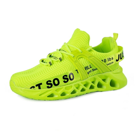 Sonducket Zapatillas de deporte para niños, transpirables, antideslizantes, tejidas, atléticas, para caminar, para correr, resistentes al desgaste, Calzado Verde cuarenta y seis