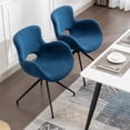 thumbnail image 6 of Swivel Dining Accent Chairs Set of 2, Modern Boucle Dining Chair Upholstered Fuzzy Chair with Arms Black Metal Legs for Living Room Kitchen Bedroom Office, Blue, 6 of 6