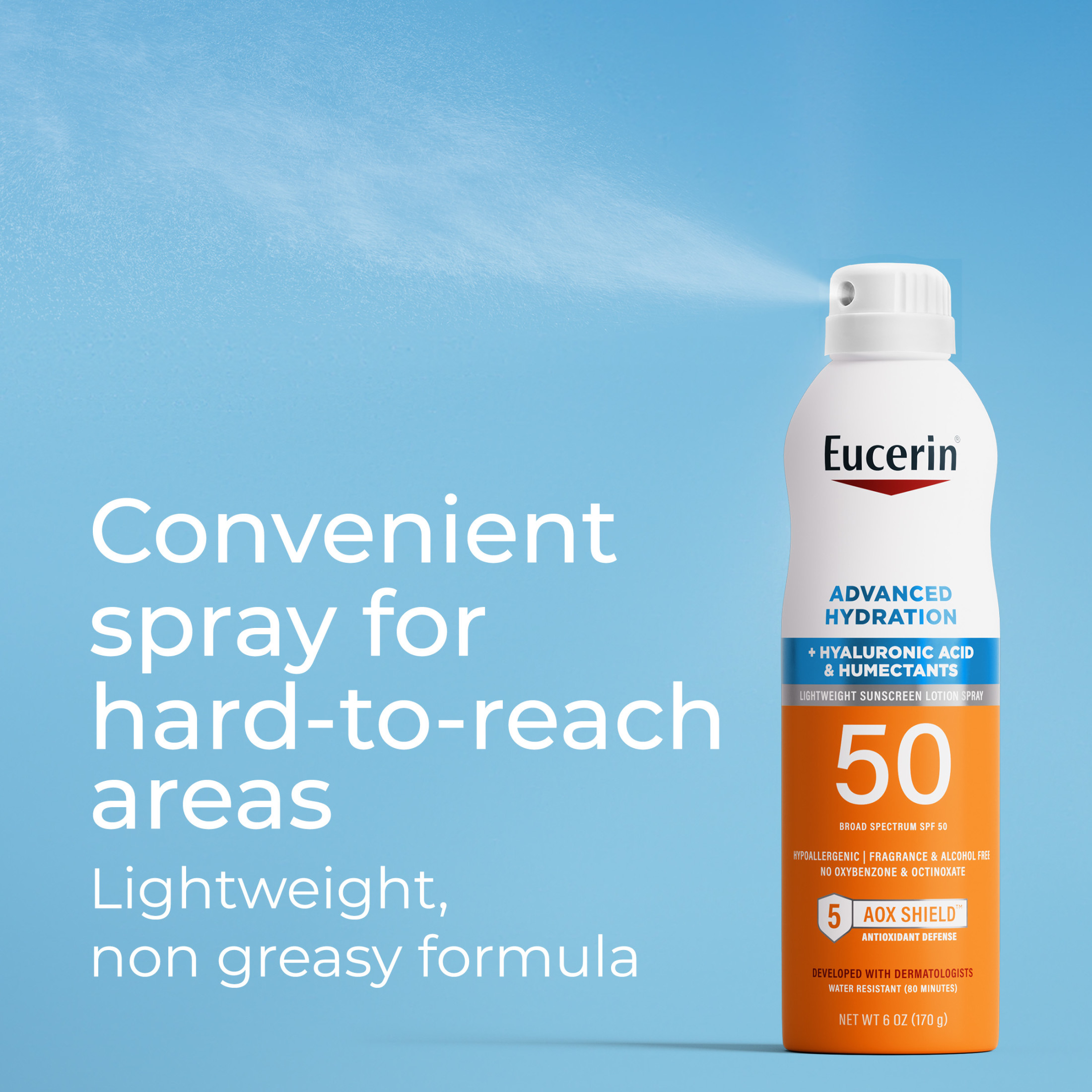 Eucerin Sun Advanced Hydration SPF 50 Sunscreen Spray, 6 oz photo 4