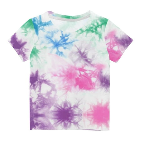 

BLVB Tie Dye T Shirts for Unisex Kids Graphic Tees Crewneck Short Sleeve Tops Boys Girls Summer Outfits Clothes