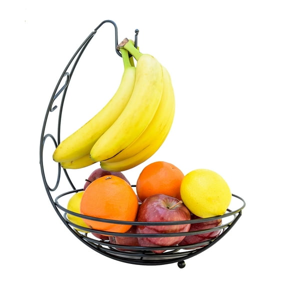Fruit Basket with Banana Hanger Heavy-Duty Wire Fruit Basket for Kitchen Stable and Durable Fruit Bowl for Kitchen Counter Dining Table Centerpiece Kitchen Countertop Storage