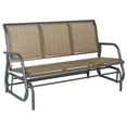 thumbnail image 2 of Outsunny Patio Glider Bench, Outdoor Porch Glider Swing with 3 Seats, Breathable Mesh Fabric, Metal Frame, Light Mixed Brown, 2 of 9