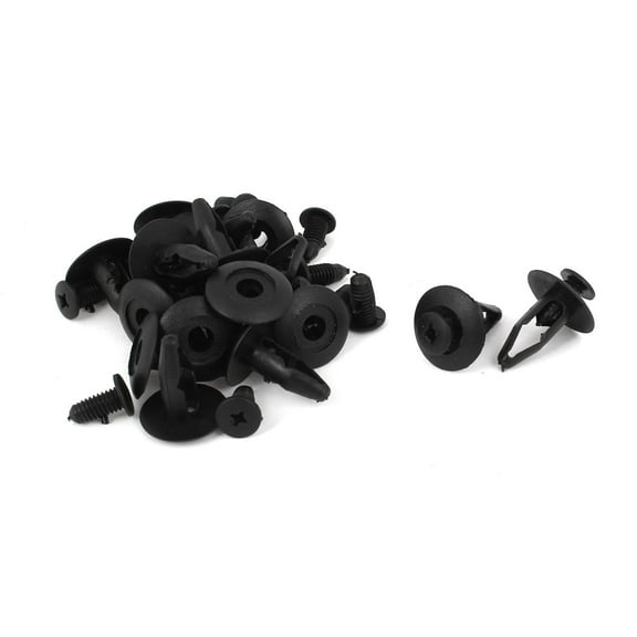 Unique Bargains 16 Pcs Black Plastic Rivets Retainer Clip 8mm x 19mm x 20mm for Car Bumper Mudguard