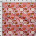 thumbnail image 4 of oneOone Cotton Flex Rose Pink Fabric Tea Party Kettle Sewing Craft Projects Fabric Prints By Yard 40 Inch Wide, 4 of 5