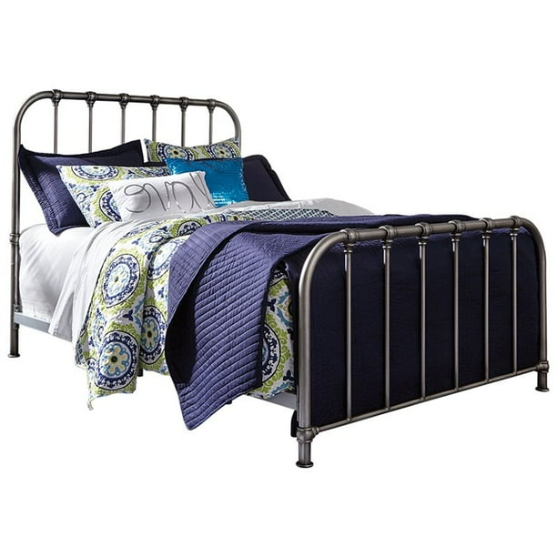 Ashley Furniture Nashburg Queen Metal Spindle Bed in Silver - Walmart