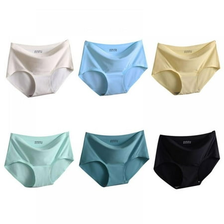 

KOERIM 4Pack Women s Mid-Rise Seamless Briefs Cool Silk Panties Summer Breathable Thin Briefs Underwear