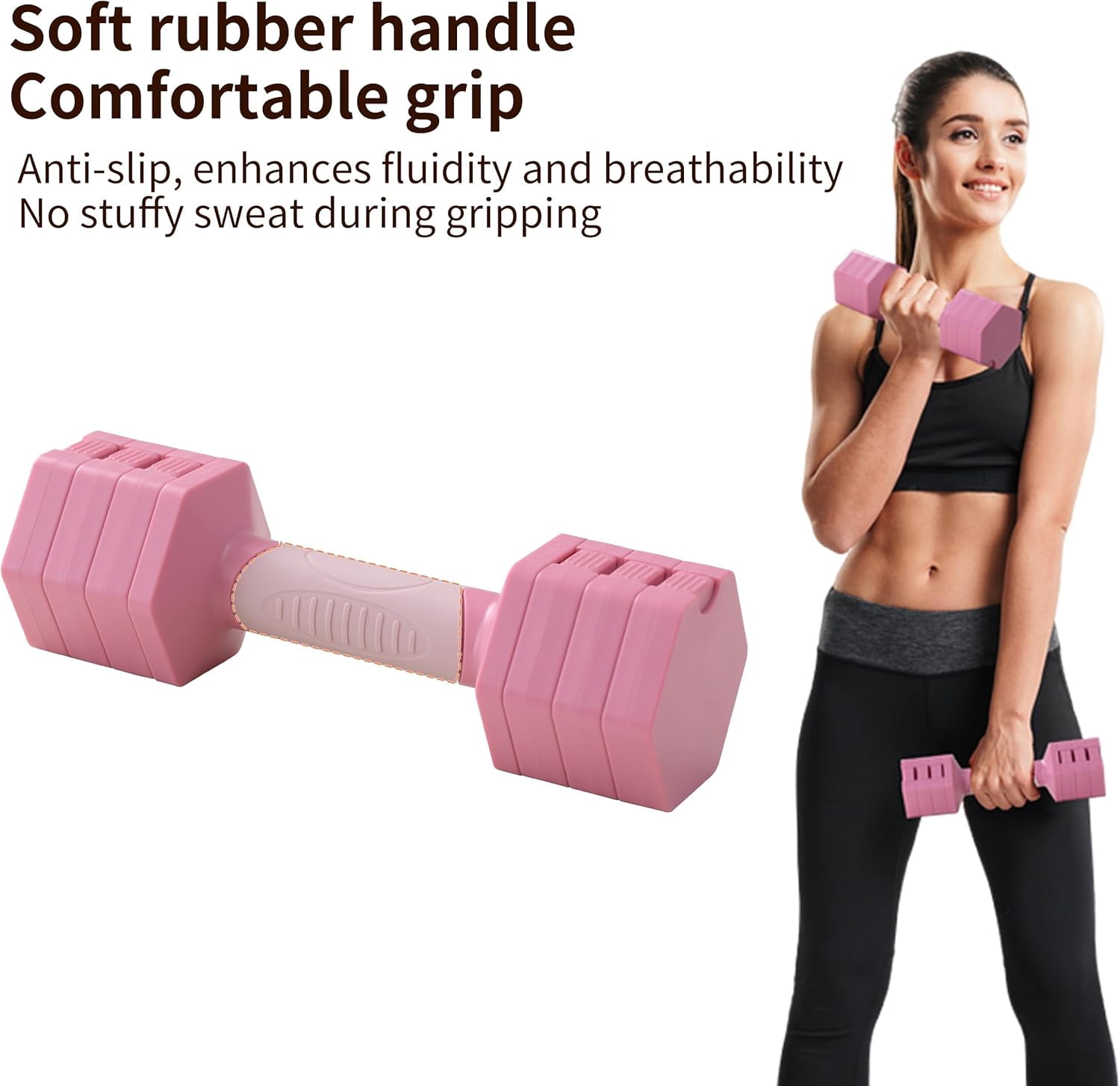 Pink Adjustable Dumbbells Set 5 LB Pair - Quick Dial System for  Weight Changes, Vibration Technology for Enhanced Toning, Non-Slip Handle, Space-Saving Home Gym Strength Training