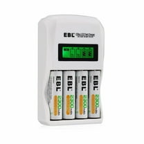 EBL 4-Pack 2300mAh Rechargeable AA Batteries with LCD Smart Battery Charger