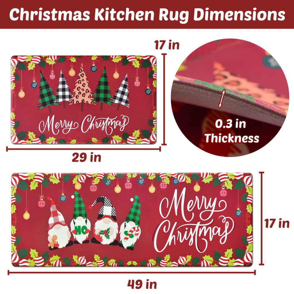 1/2pcs Red Christmas Santa Claus Kitchen Mat, Anti-fatigue Soft Cushioned Comfort  Kitchen Floor Mat, Skid-resistant And Waterproof Kitchen Rug, Home Xmas  Decor, Ideal For Kitchen, Floor, Home, Laundry, Office, Waterproof Kitchen  Carpet