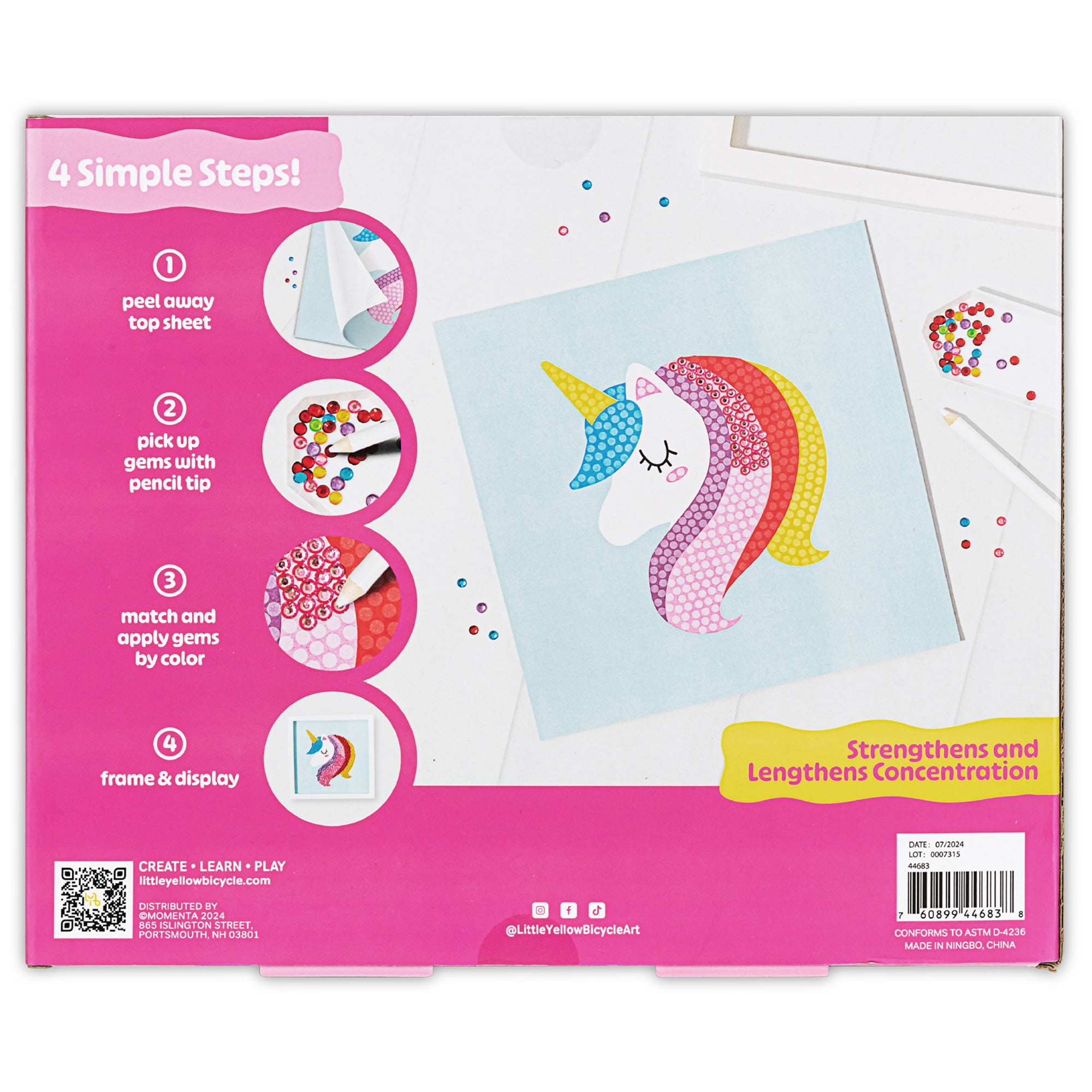 Little Yellow Bicycle: Ice Cream & Unicorn Gem Art Kit- 800+ pc Set, DIY Craft Project, Create Art That Sparkles, No-Mess Peel & Stick, Kids Ages 6+