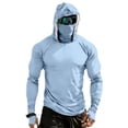 thumbnail image 3 of Men's Full Face Coverage Sun Shirt with Built-in Mask and Thumbholes Featuring Raglan Sleeves for Summer Fishing Hiking Cycling Running Beach Trips Light Blue XXXL, 3 of 9