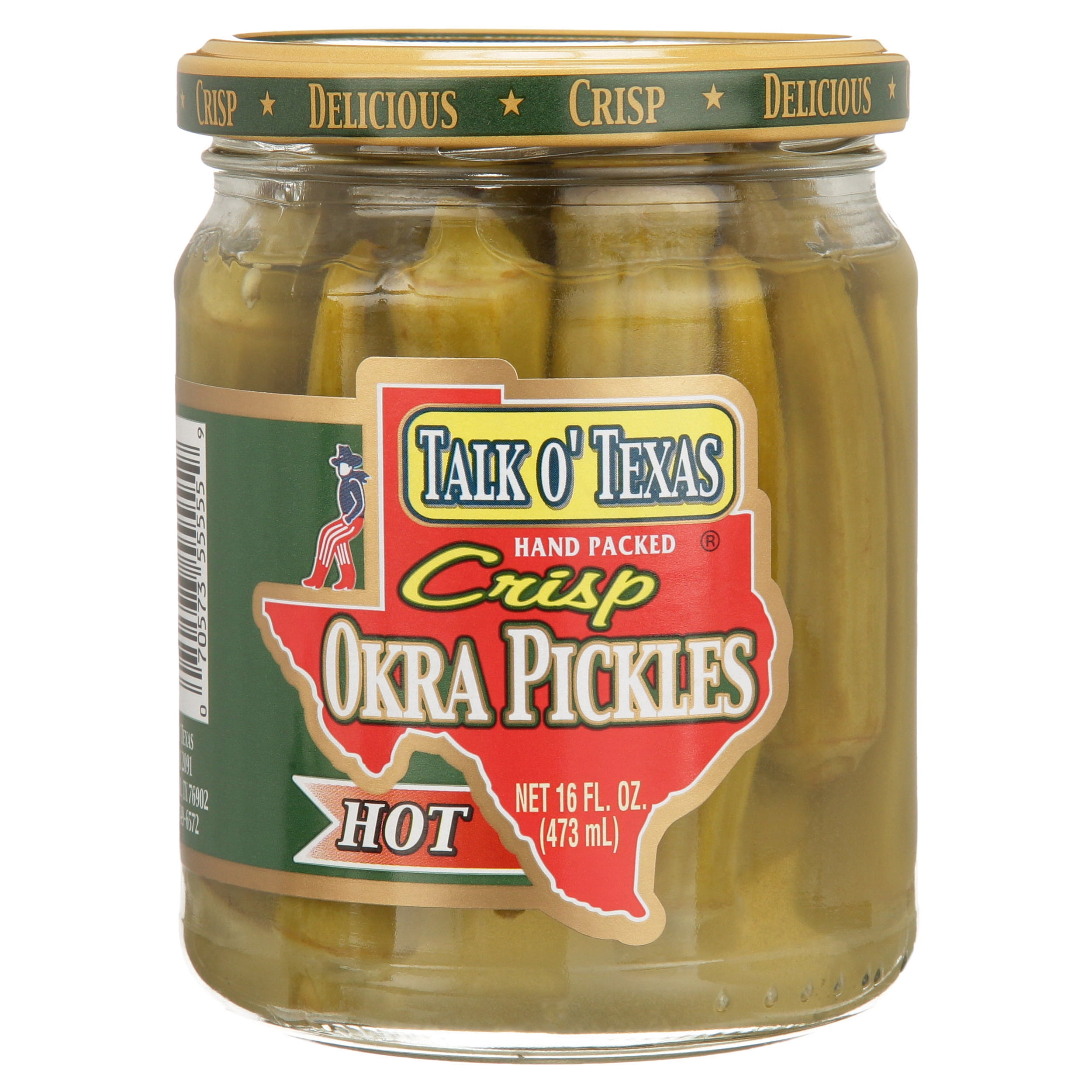 (6 pack) Talk O' Texas Crisp Hot Okra Pickles, 16 fl oz