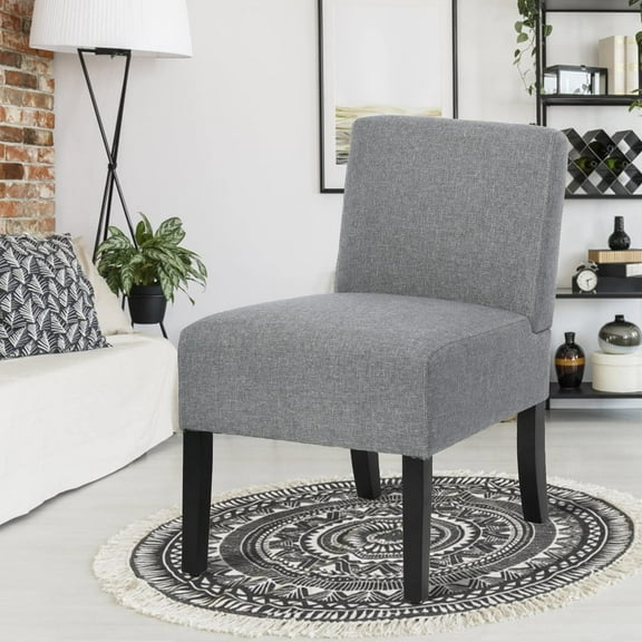 XF XINFENG Armless Accent Chair with 8.3" Thick Cushion & Solid Wood Legs, Modern Small Side Chair for Dining Room Living Room Bedroom, 330 lbs Capacity, Gray
