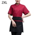 thumbnail image 2 of Abrigo de chef de verano Botones de uniforme del chef de poliéster con los bolsillos delanteros Traje de catering Moda suministros de cocina para la barra de café Rojo XXL Advancent LF000330-16, 2 of 7