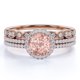 thumbnail image 1 of JeenMata Juego de Trío de Morganita Creada en Corte Redondo de 1,75 Quilates - Juego de Novia - Juego de Trío de Bodas - Anillo de Halo - Anillo Más Vendido - Oro Rosa de 18 K sobre Plata, 1 of 6