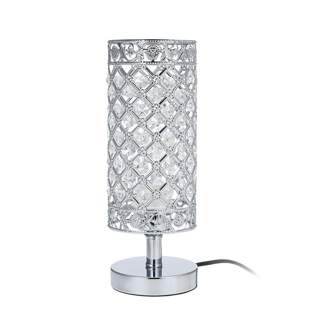 Tomshine Crystal Silver Bedside Table Lamp Desk Light ULlisted
