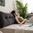 thumbnail image 3 of Eurhowing Triangular Headboard Pillow, High Density Memory Foam Bed Rest Pillow with Side Pocket, Soft Reading Pillow for King Bed, Black, 79"×15.7"×4.7", 3 of 10