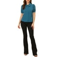 thumbnail image 2 of MODA NOVA Juniors Collared Top Peter Pan Collar Short Sleeve Button Front Shirts, 2 of 6