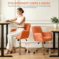 thumbnail image 4 of PAPROOS Vanity Chair with Back, Adjustable Swivel Makeup Desk Chair with Wheels and Arms, Fluffy Home Office Task Chair with Artificial Rabbit Hair for Bedroom, Dorm, Study Room, Orange, 4 of 9