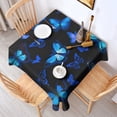 thumbnail image 2 of Black Blue Butterfly Pattern Square Tablecloth,Waterproof Square Table Cover,Wipeable Spillproof Washable Table Cover for Home Kitchen Party Decor 42"X42"(107x107cm), 2 of 6