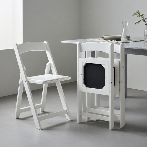 Barara King Kitchen Chairs,Dinner Chair,Set of 4 Dining Chairs Foldable Kitchen Chair with Rubber Wood Legs and Padded Seat-White