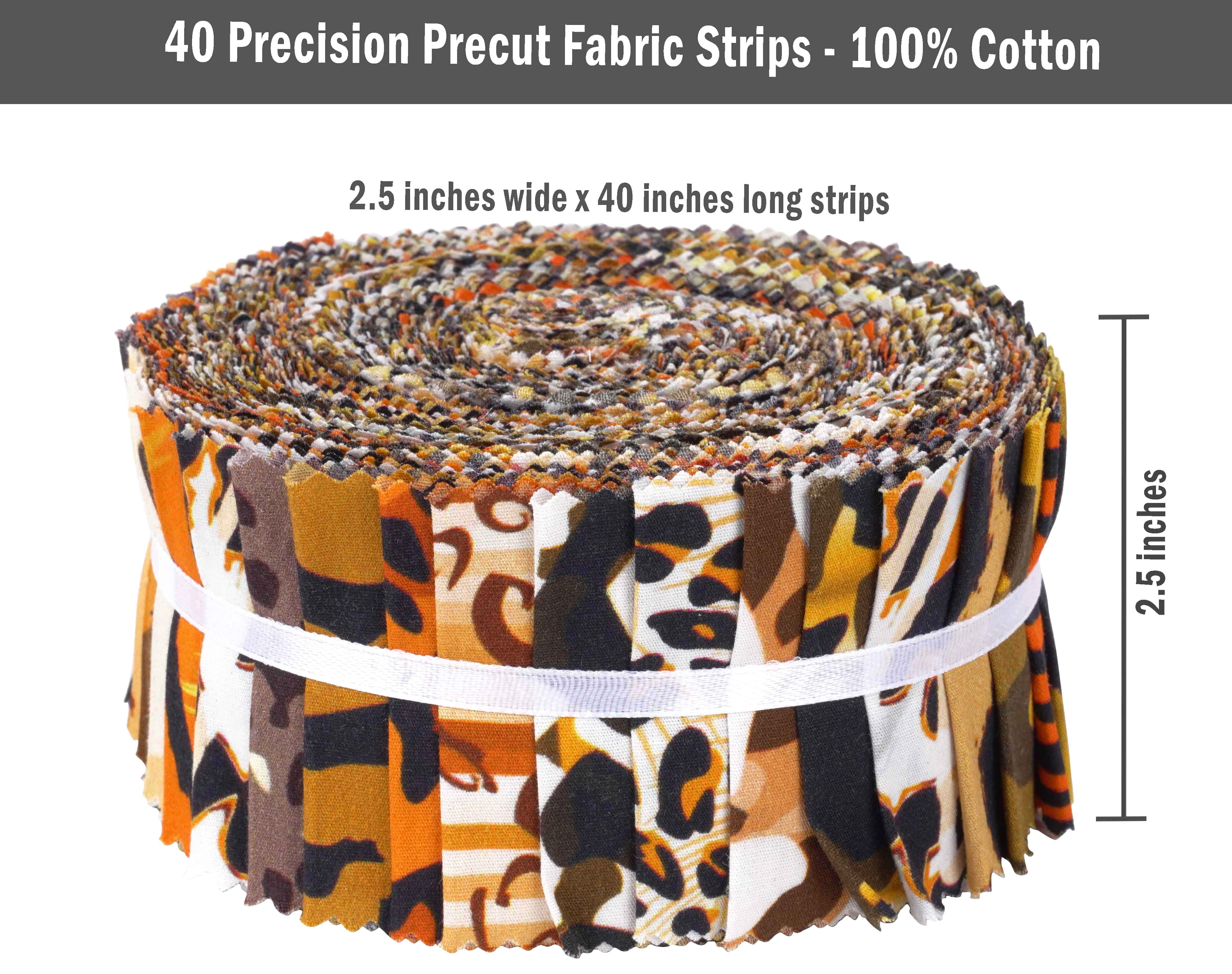 Soimoi 40Pcs Floral Artistic Print Cotton Precut Fabrics For Quilting Craft Strips 2.5x42inches Jelly Roll - Brown