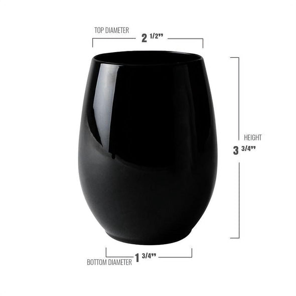 Smarty 12 oz. Black Elegant Stemless Plastic Wine Glasses 64ct