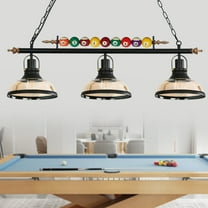 iMeshbean 39" Hanging Pool Table Light Fixture Billiard Pendant Lamp w/ 3 Glass Shades, for 7' - 8' -9" Table, Black Metal Ball Design