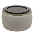 thumbnail image 6 of 25" Round Fabric Storage Ottoman with Wood Top, Mid-Century Modern Design Footrest Stool Bench, 2 in 1 Function Work as End Table, Ottoman Coffee Table Side Table for Living Room & Bedroom,Light Grey, 6 of 7