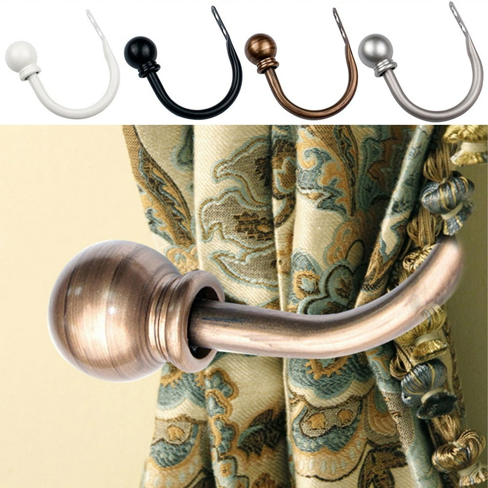 Walbest 2Pcs U Shaped Modern Curtain Holdbacks, Concise Ball Curtain
