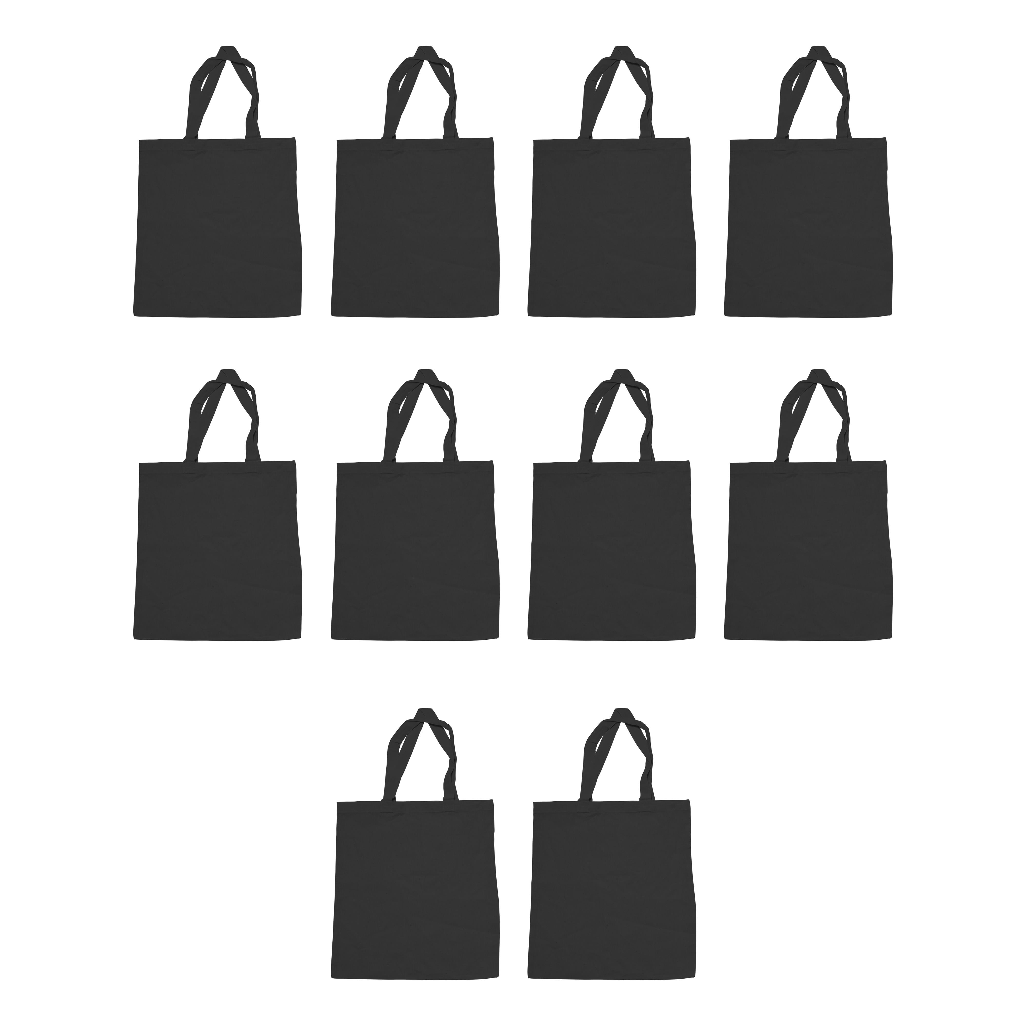 Cotton Canvas Tote Bags Set of 10, Bulk Pack Reusable, Great for