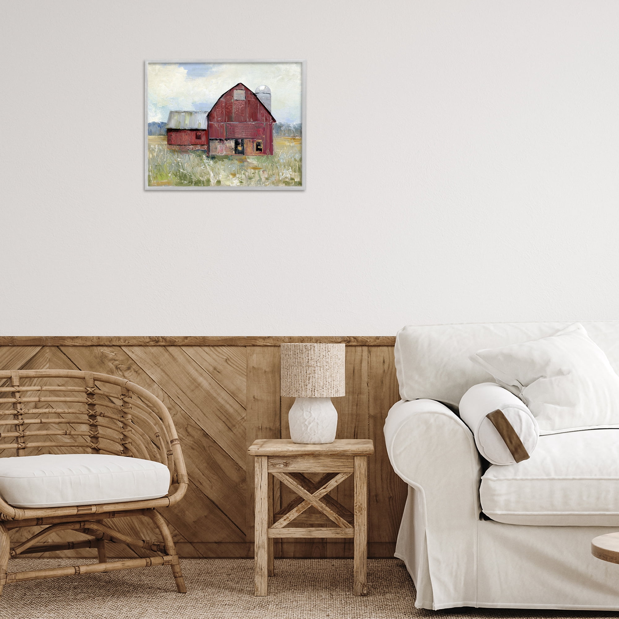 Stupell Industries Red Rugged Barn Gray Framed Giclee Art, design by Sally Swatland