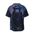 thumbnail image 5 of Salouo Starry Sky Meditating Chimpanzees Pattern Cuban Collar Shirts for Men Button-Down Shirt Men's Short Sleeve Shirts Hawaiian Shirts Casual Shirts -Small, 5 of 6