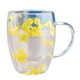 thumbnail image 1 of Billuyoard Taza de cristal de doble pared con flores, fusiones florales, taza de té transparente, flores secas, tazas de café de 350ml, flores Mostrada B, 1 of 6