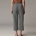 thumbnail image 4 of Capri Pants for Women 2026 Summer Drawstring Elastic High Waist Casual Capris Straight Wide Leg Cotton Linen Pants, Dark Gray 20" Inseam S, 4 of 7