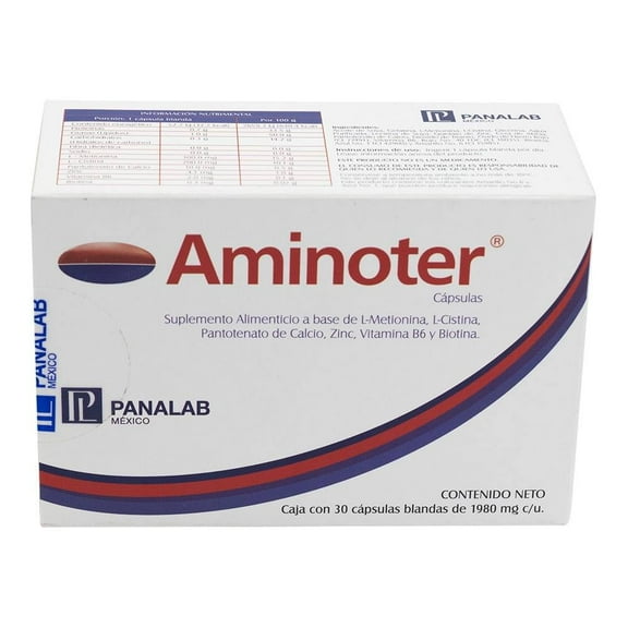 Suplemento alimenticio Aminoter 30 cápsulas blandas 1980 mg c/u