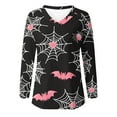 thumbnail image 4 of Womens Long Sleeve Shirts Fashion Halloween Printed Loose Blouses Fall Casual V-Neck Pullover Halloween Holiday Costume TShirt Tops, 4 of 5