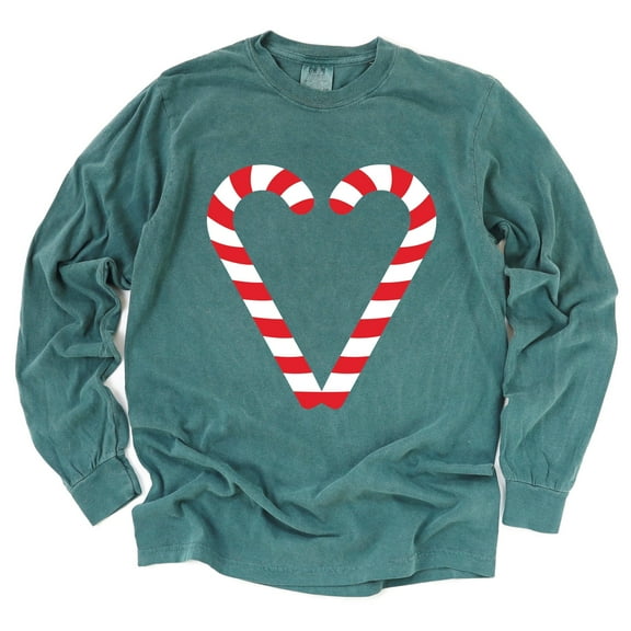 Candy Cane Heart - Garment Dyed Long Sleeve